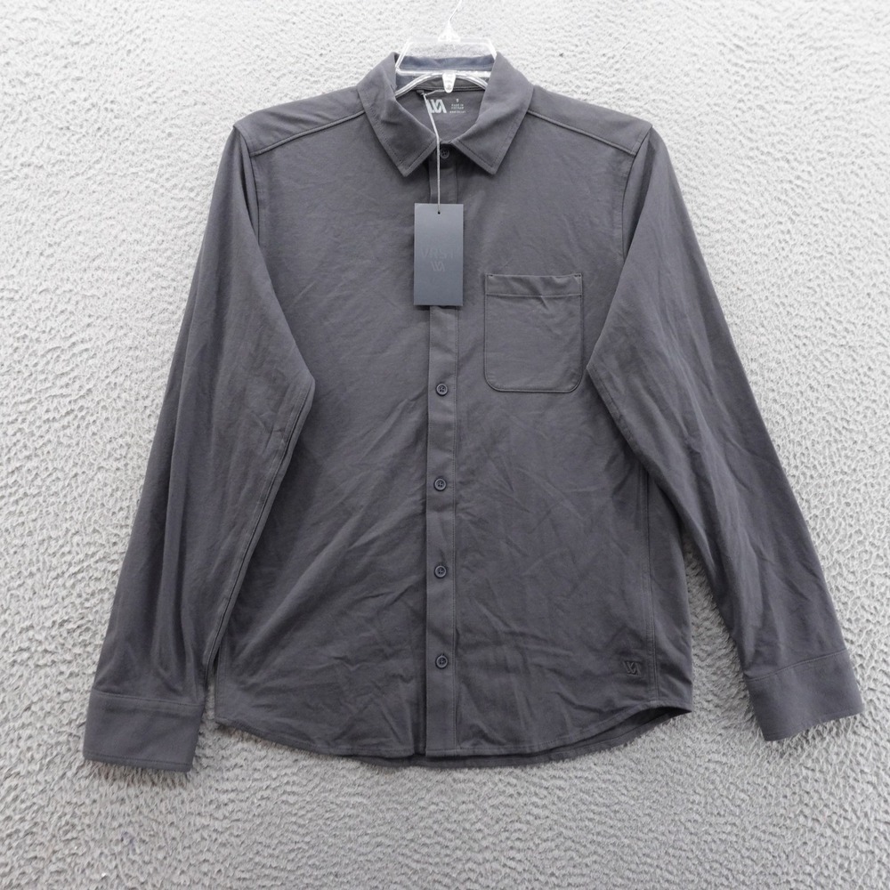 VRST Mens Refined Knit Long Sleeve Button Down Shirt Small Gray UV 50+ NEW